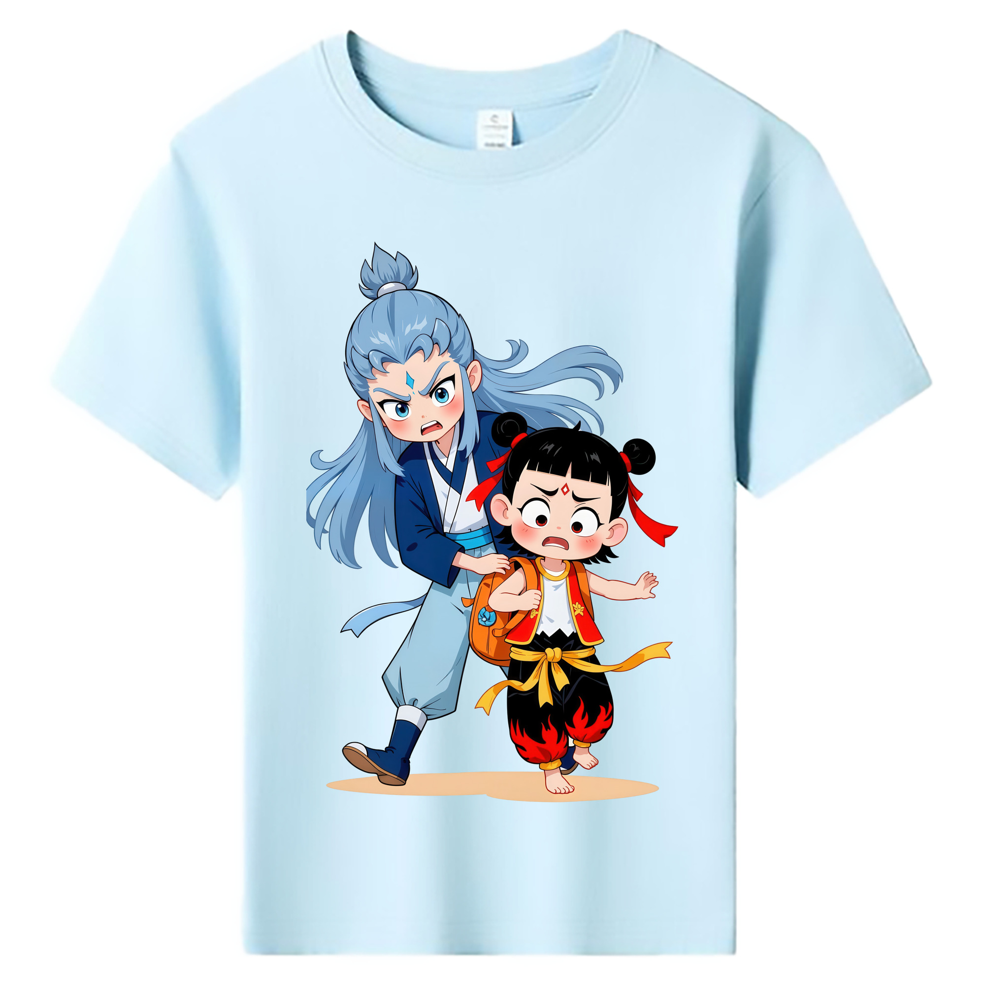 （画像用） Ne Zha 2 ナタ 魔童の大暴れ 綿100％キッズTシャツ（フロントプリント）